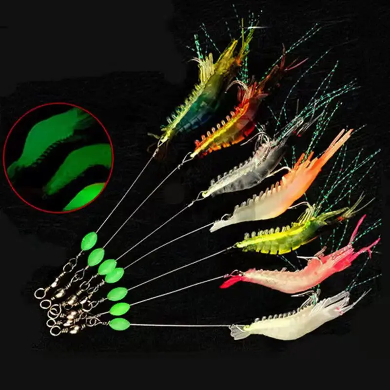 

1pcs 8.5cm 5.6g Luminous Shrimp Silicon Soft Artificial Bait With Hooks Swivels Anzois Para Pesca Sabiki Rigs Fishing Tackle