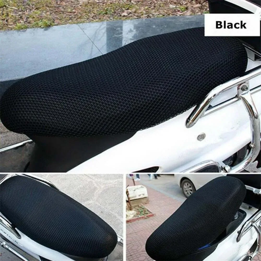 Breathable 3D Mesh Anti-Slip Motorcycle Seat Cushion - Black