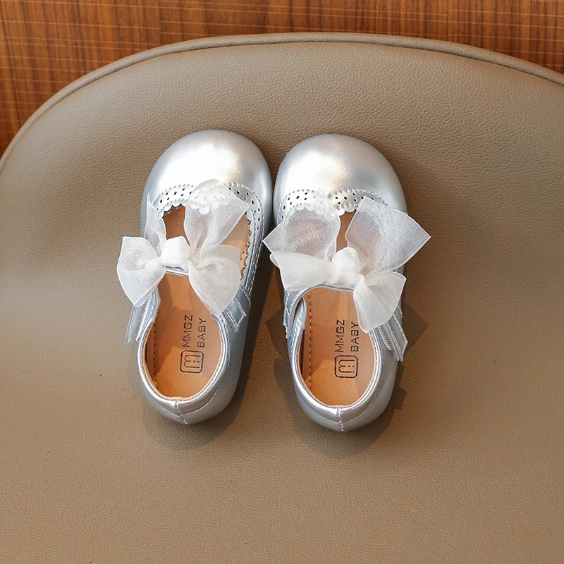1-8Y Girls&rsquo; Flat Shoes Princess Mary Janes Child Patent Leather Infant Toddler Bowtie Shoes Kids Soft Sole Ballet Shoe