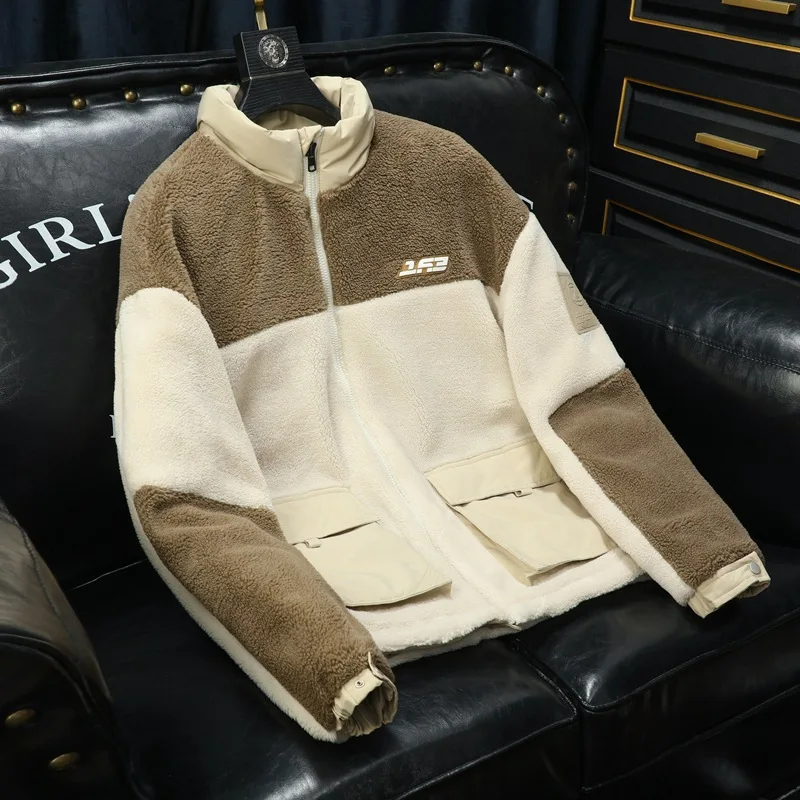 Mens Thermal Down Jacket Patchwork Thick Puffer Jacket Men Winter Clothes Stand Collar Parka Men 90% White Duck Down Coat