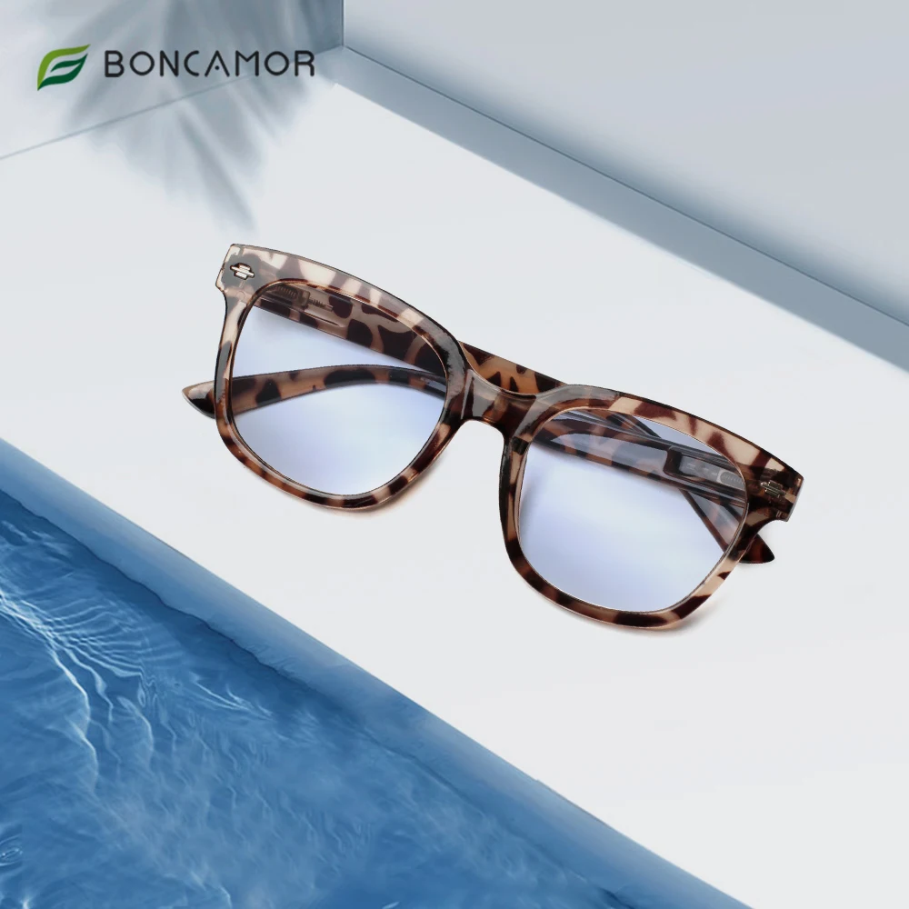 Boncamor Ordinary Male And Female Computer Reading Glasses Fashionable Hinge Design Elegant Retro Style Plastic Spectacle Frame
