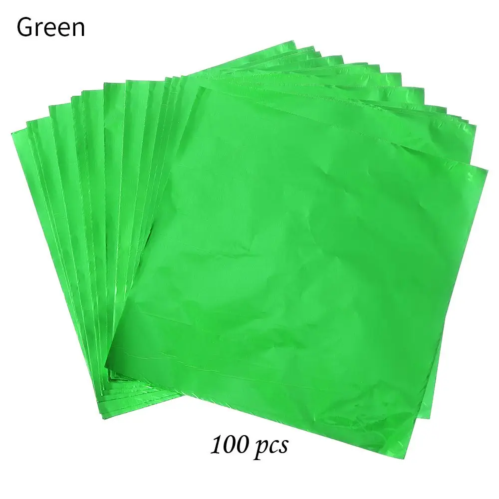 thumbnail image 1 of 100 piezas de papel de aluminio de color dorado para envolver regalos, gofrado de metal, papel de chocolate para dulces, suministros para fiestas de bodas, 1 of 5