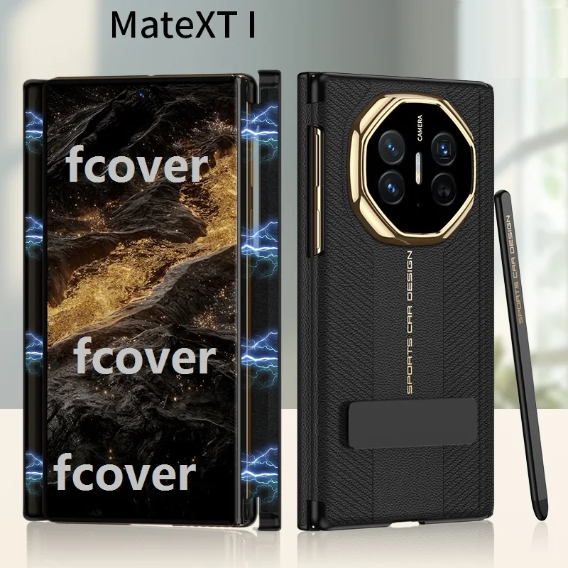 Leather Cover with Pen Holder and Double Hinge Protection - Magnetic Closure