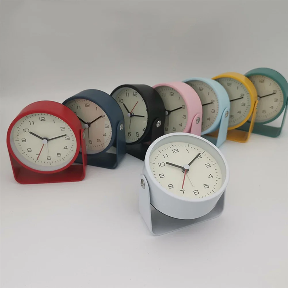 Alarm Clock Nordic Luxury Alarm Clock Mute Children's Student Desk Table Clock Bedroom Study Room Simple Frosted Metal Clock 3