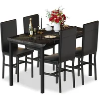 Dining Table Set for 4, Space Saving Kitchen Table and Chairs Set of 4,5 Piece Modern Dining Room Table Set with Faux Marble Top 1