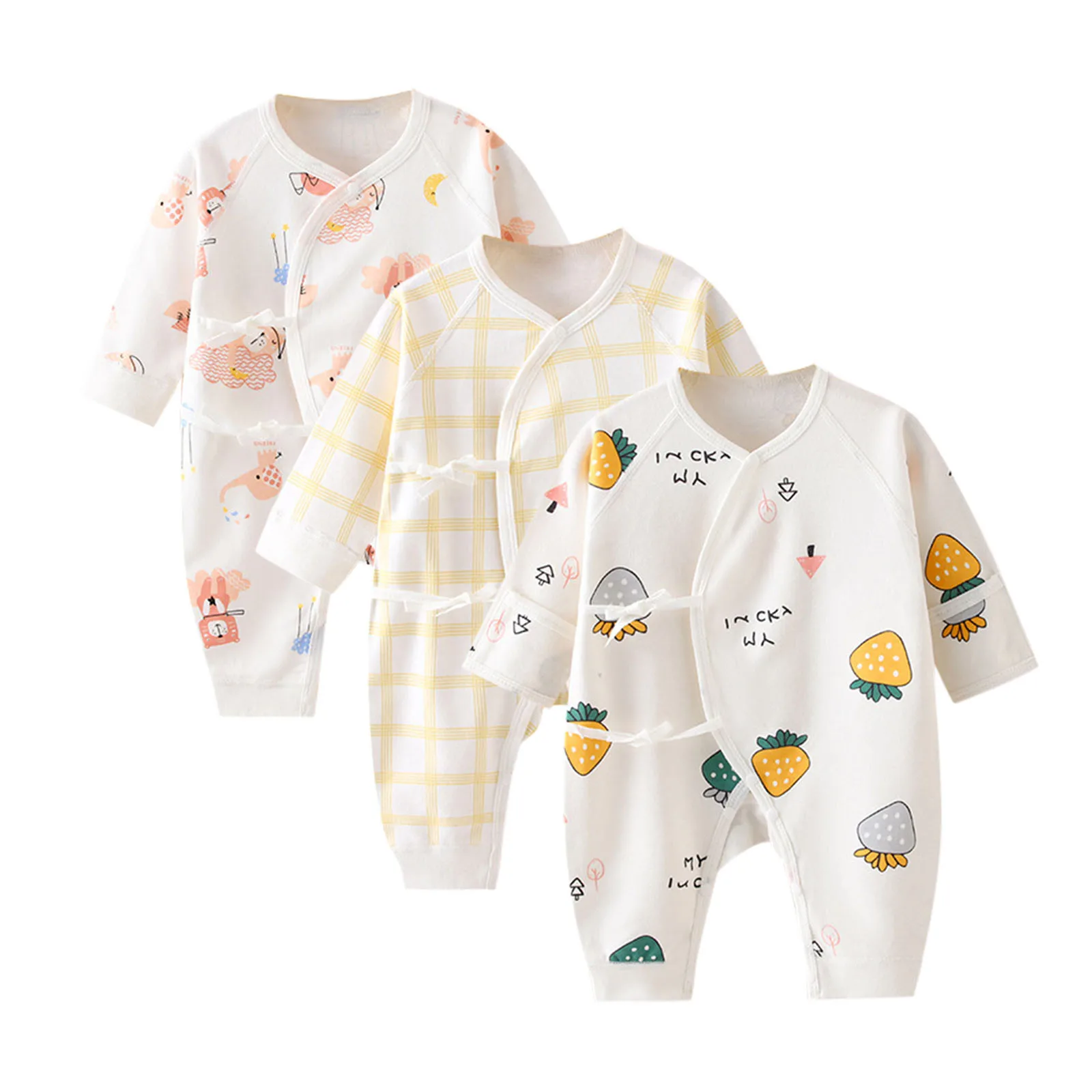 Boys 18 Months Clothes Newborn Infant Baby Boys Girls Cartoon Animals Cotton Romper Long Sleeve Plaid Cute Jumpsuit Organic