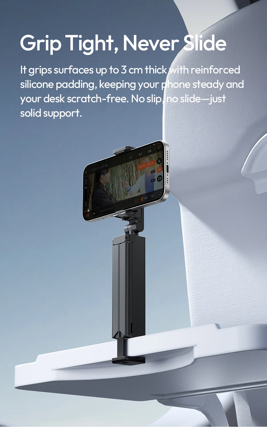 Travel Phone Holder Foldable Tripod with Phone Clip & Bottom Clamp for Multi-ang