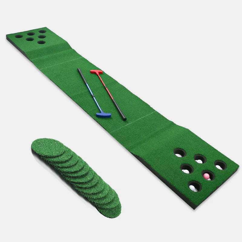 Indoor Golf Green Bidirectional 12 Hole Practice Tool Golf Putting Green Trainer Practice Portable Exerciser Office Home