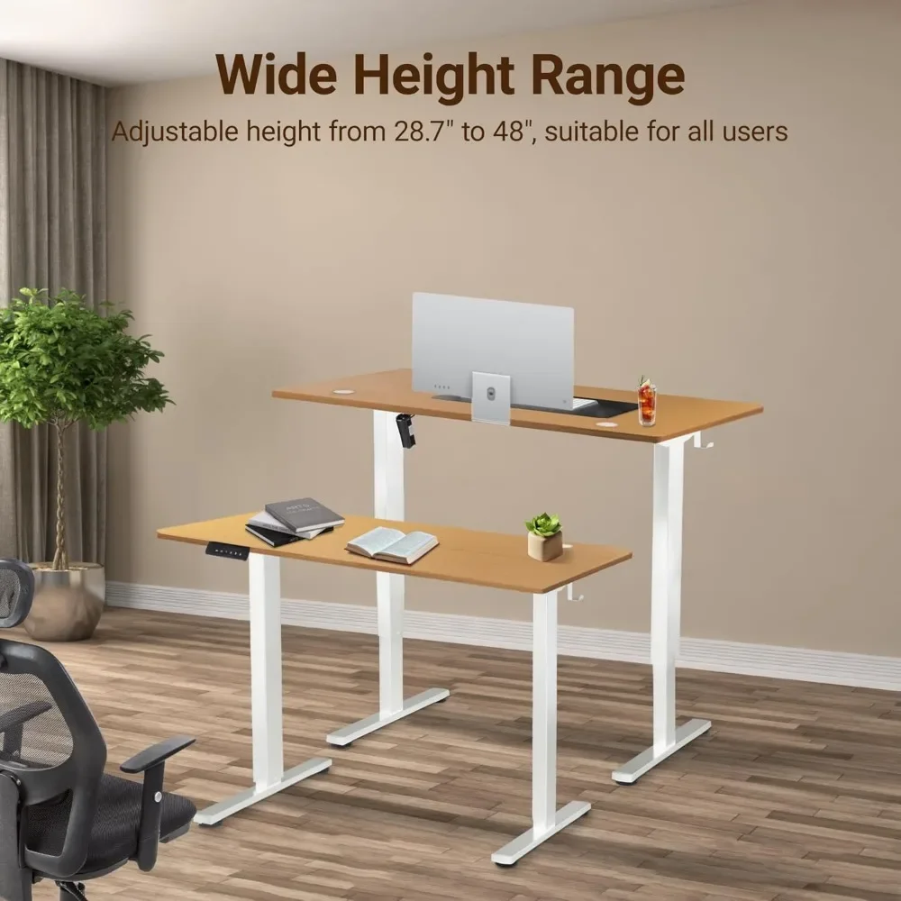 New2025-Electric Adjustable Height Standing Desk - 40 x 24 inch Sit to Stand Up Desk with Splice Board, Rising Home Office Compu