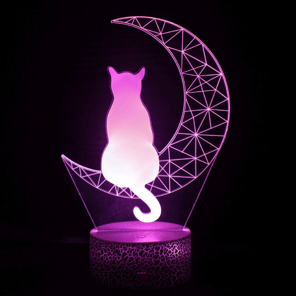 

Nighdn Moon Cat Lamp Illusion Led Night Light for Kids USB Lamp Bedside Table Home Room Decor Nightlight Birthday Christmas Gift