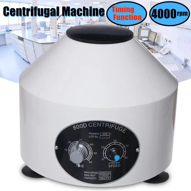 

800-D Electric Laboratory Centrifuge Medical Practice Machine Supplies Prp Isolate Serum 4000rpm 1760g 6Pcs 20ml Centrifuge Tube