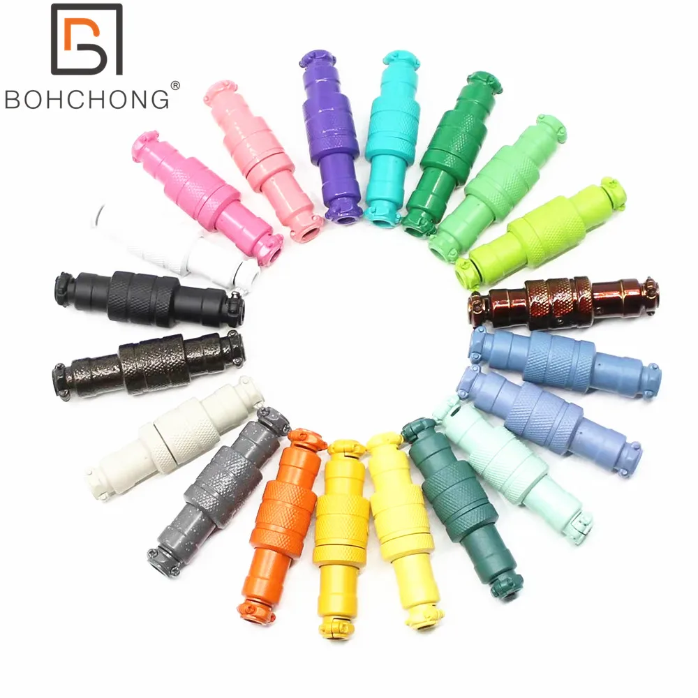 Colorful Matt Cyan Dark Gold Red Black GX16 Aviator Socket Docking 4 Core 4Pin Male&Female for Keyboard Coiled USB Type C Cable