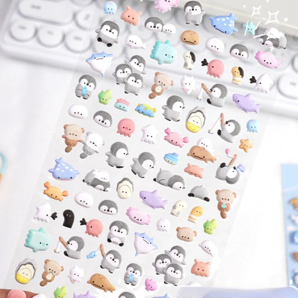 600 3D Puffy Stickers - 6 Vellen Schattige Mini Kawaii Dieren Voor Kinderen, Waterdichte Doe-het-zelfset Voor Mobiele