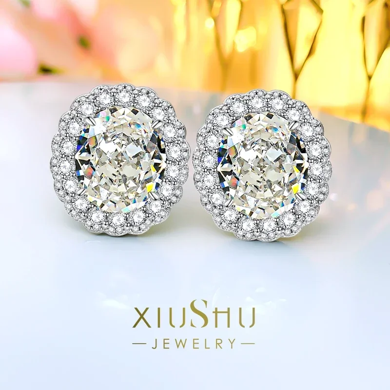 S925 Silver Inlaid High Carbon Diamond Earrings with Versatile Niche Design, Elegant and Fashionable Engagement Jewelry