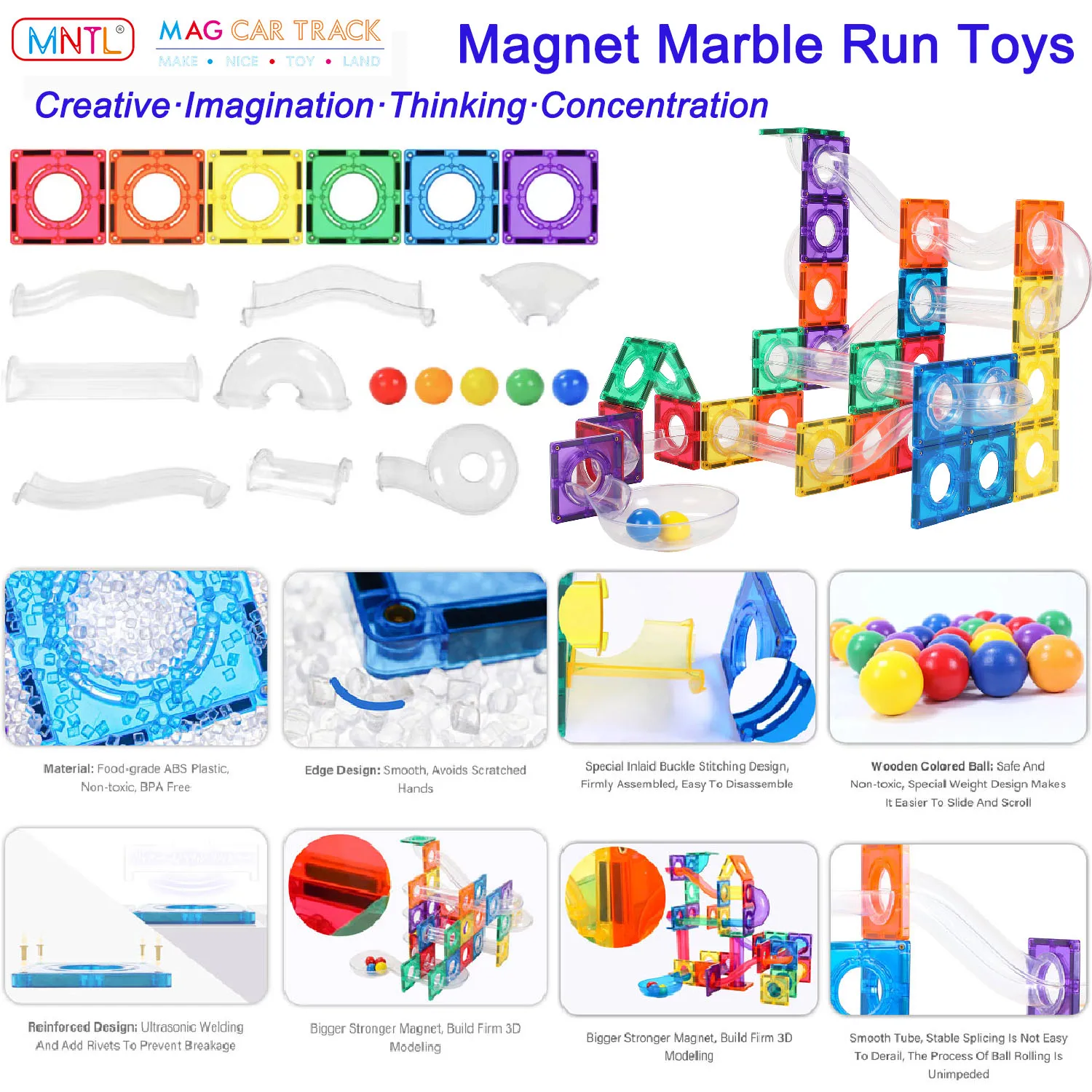 Magnet Build 32-Piece Extra Strong Magnetic Tiles Set - Magnets for Kids,  3D Tile Assorted Shapes & Colors, STEM Learning Toys for Ages 3+, Ideal  Gift