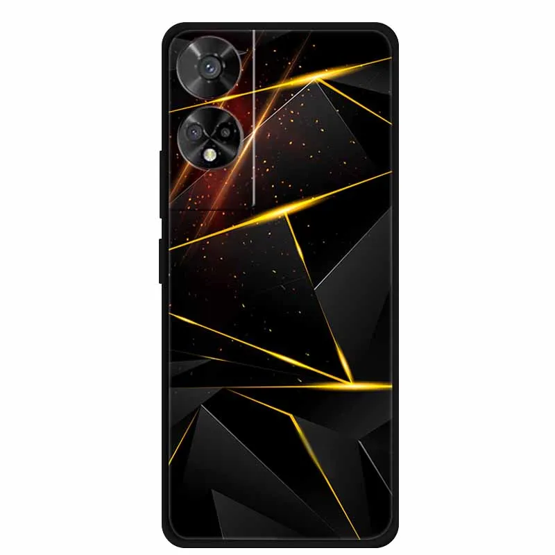 Original Soft Silicone TPU Phone Case Back Cover - Fashion Planet Design, Black Bumper