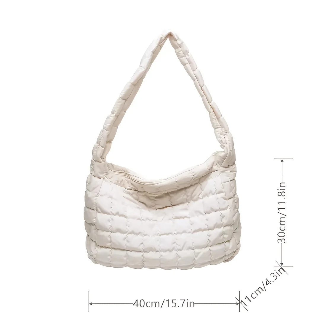 Women Padded Large Capacity Crossbody Bag Checkered Puffer Quilted Shoulder Bag Hobo Bag for Work Commuting Daily Leisure Use