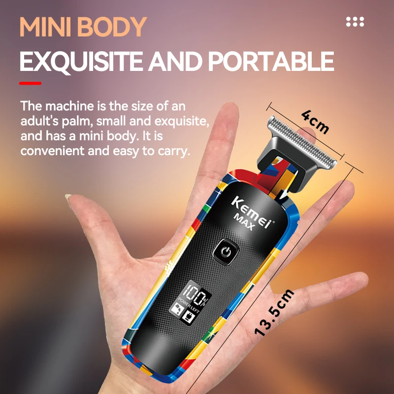 Hair Clipper Kemei Electric Clippers Fashion Graffiti USB Shaving Electric Pusher LED LCD Digital Display Professional