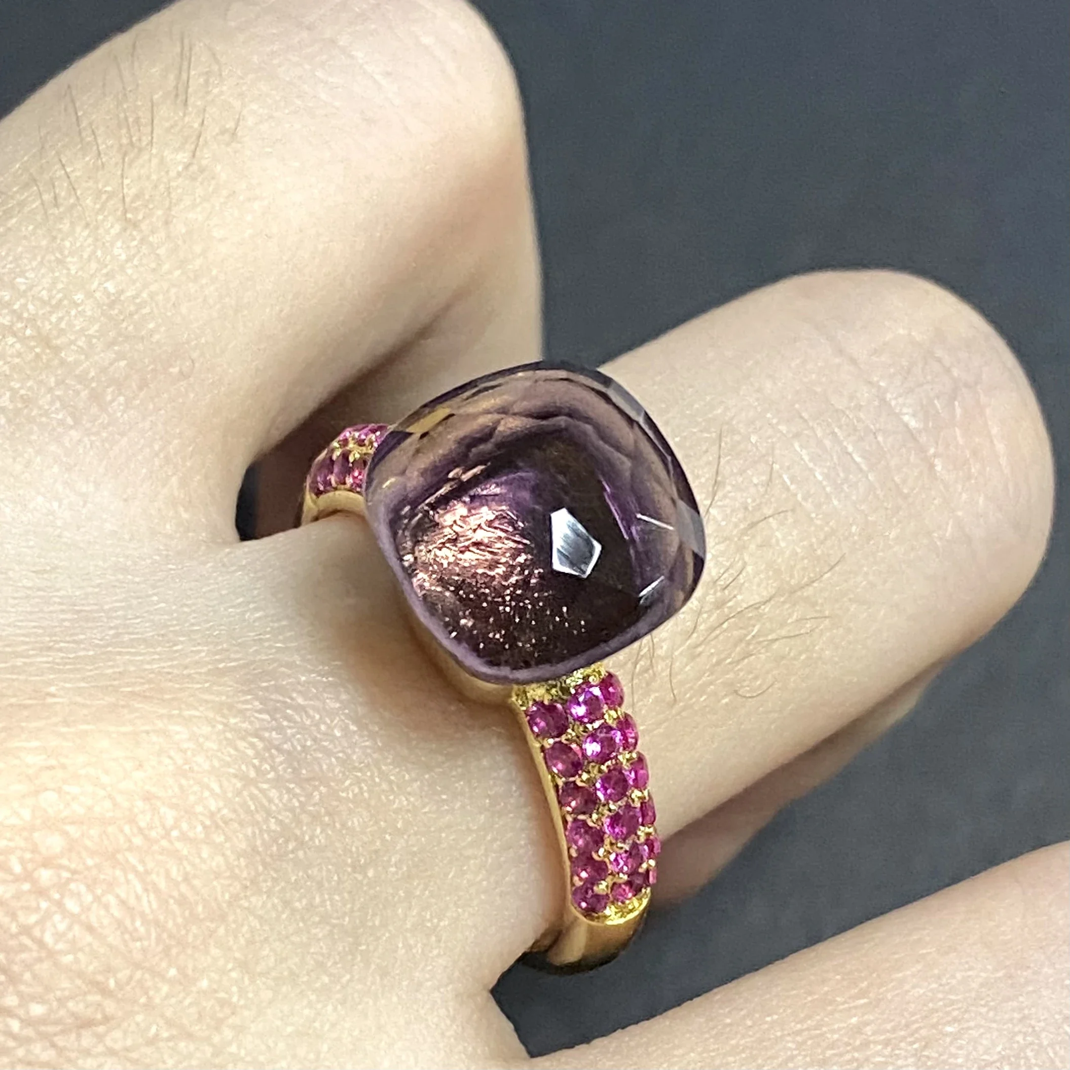 11.6x7mm Nudo Ring Square Candy Crystal Ring With Purple Zircon Crystal Ring For Women Jewelry Gift Birthday 4