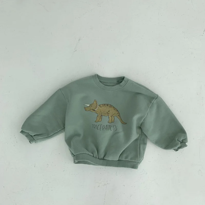 Kids Sweatshirt Winter Baby Girls Boys Fleece Dinosaur Print