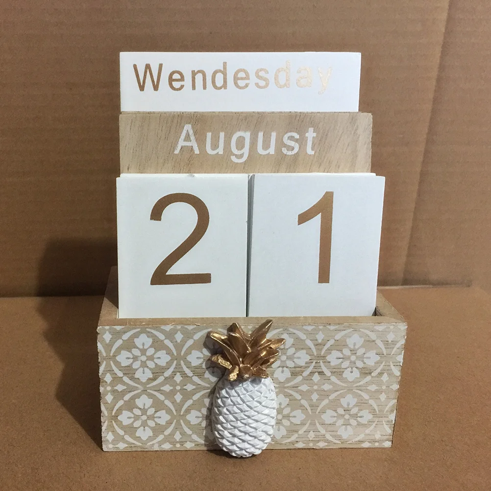 책상 달력 나무 공예품, 홈 데코, 사무실 골드 장식품, 빈티지