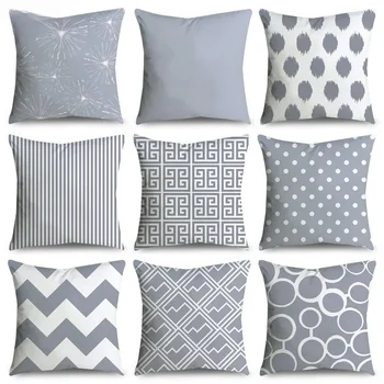 Gray Geometric Pillow Cover 1
