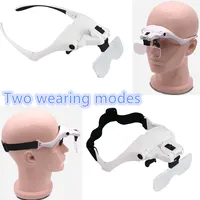 Magnifying Glasses Reading Jeweler Watch Illuminated Magnifier 5 Lens 2 Led Lights Adjustable Headband Eye Loupe Magnifier 2