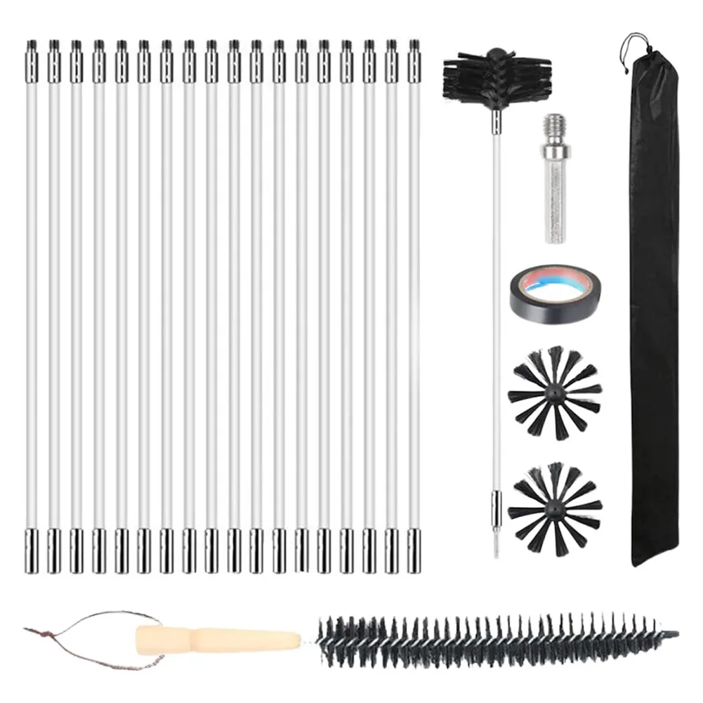 

Effortless Chimney Cleaning 25PCS Kit with Flexible Nylon Rods and Durable Brushes Suitable for All Types of Pipes