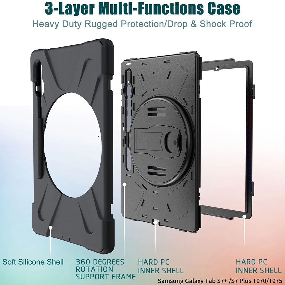 Shockproof Handle Shoulder Strap Case para Samsung Galaxy Tab s9 Plus s9 Ultra 11 12 14 1.6 Capa com Pen Holder - Imagem 5