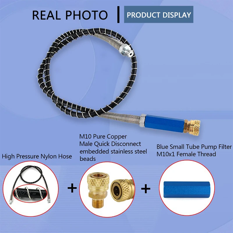 Small High-Pressure Pump Filter with Quick Connect Couplings and Nylon Hose Air Filtering Water-Oil Separator Filtering Element hand pump filter elements nylon hose quick connect fittings air pump parts