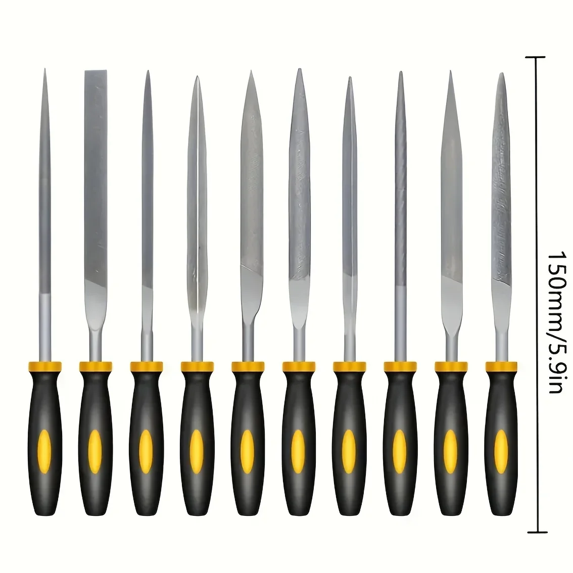 10pcs 바늘형 줄다듬기 세트 프리미엄 고탄소강 미끄럼 방지 인체공학적 손잡이 목재 플라스틱 모델 정밀 파일링용
