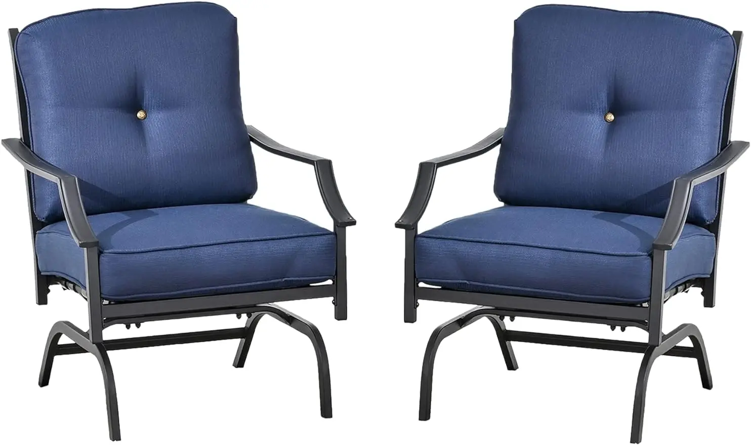 

LOKATSE HOME 2 Pieces Outdoor Conversation Furniture Patio Bistro Armchair Set Metal Single Dining Cushion, 2 Chairs, Blue