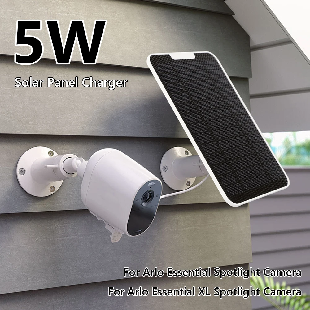 Arlo 에센셜 스포트라이트 카메라용 태양 전지 패널, IP65 내후성, 360 ° 조절 가능한 벽 마운트, 1/3 PCs, 5 W 충전