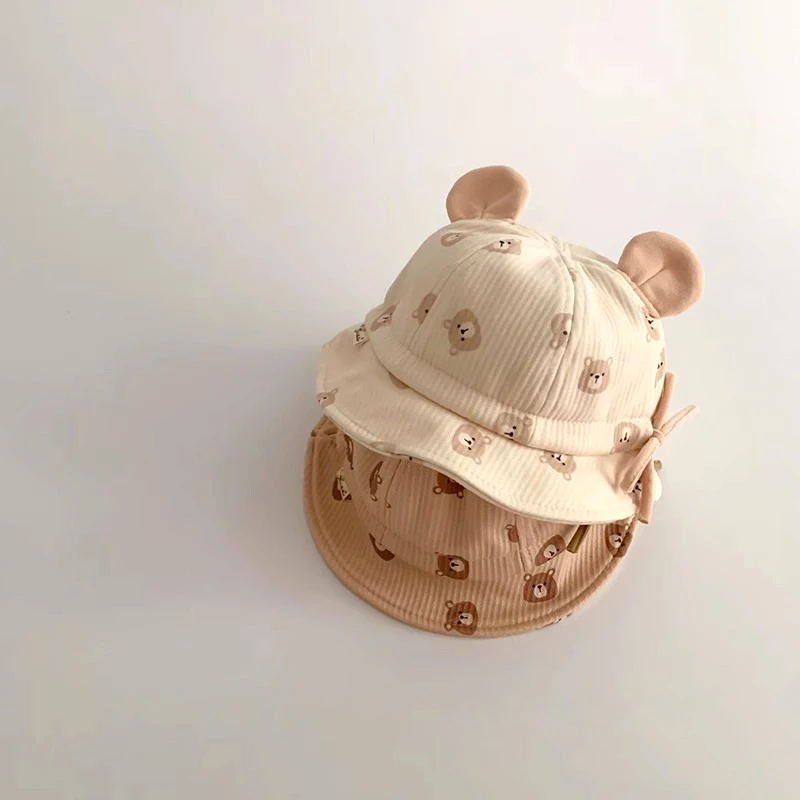 Cartoon Baby Bucket Hat Cute Rabbit Bear Print Toddler Fisherman Cap Spring Autumn Cotton Kids Boy Girl Basin Hats
