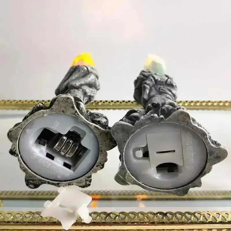 New Halloween Candle Light LED Colorful Candlestick Table Top Decoration Horror Skull Ghost Party Halloween Party Home Bar Decor