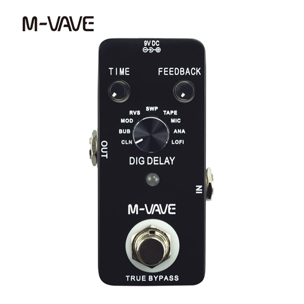 M-VAVE DIG DELAY Digital Guitar Effect Pedal 9 Delay Effects True Bypass Full Metal Shell Effects Processors