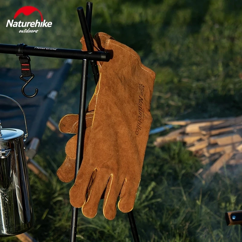 Naturehike Cooking Heat Insulation Glove Outdoor Glove Heat Flame Retardant Resistant Cowhide for Camping BBQ Oven Anti Scald for safety work gloves