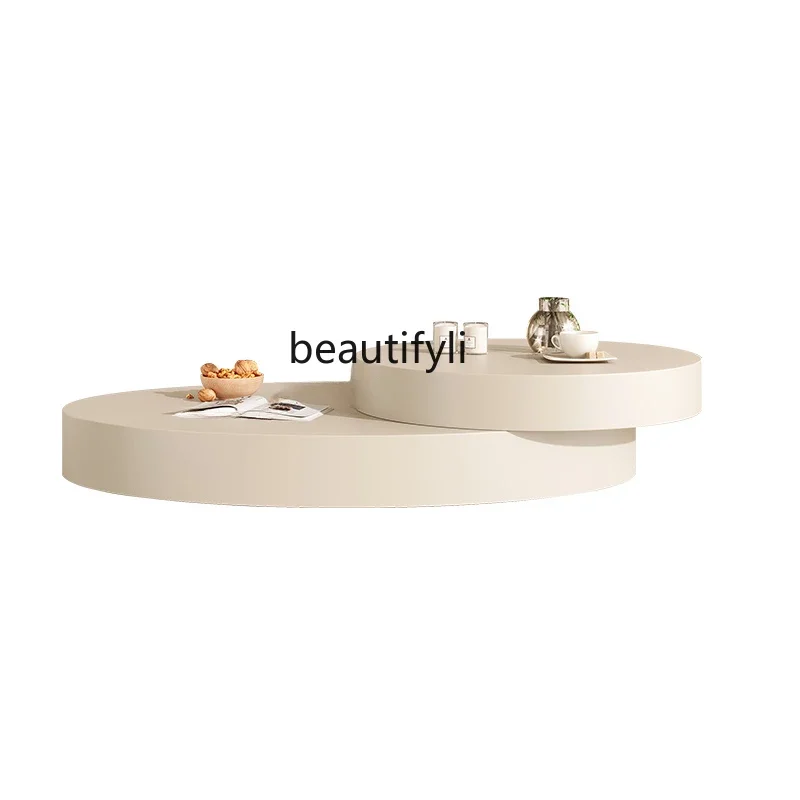 

French Cream Style Rotating Modern Simple Retro New Oval Living Room Tea Table