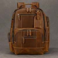 Hot Multifunction Fashion Men Backpack Vintage Leather Backpack Leather School Bag Neutral Large Travel Backpack Daypack Men 2