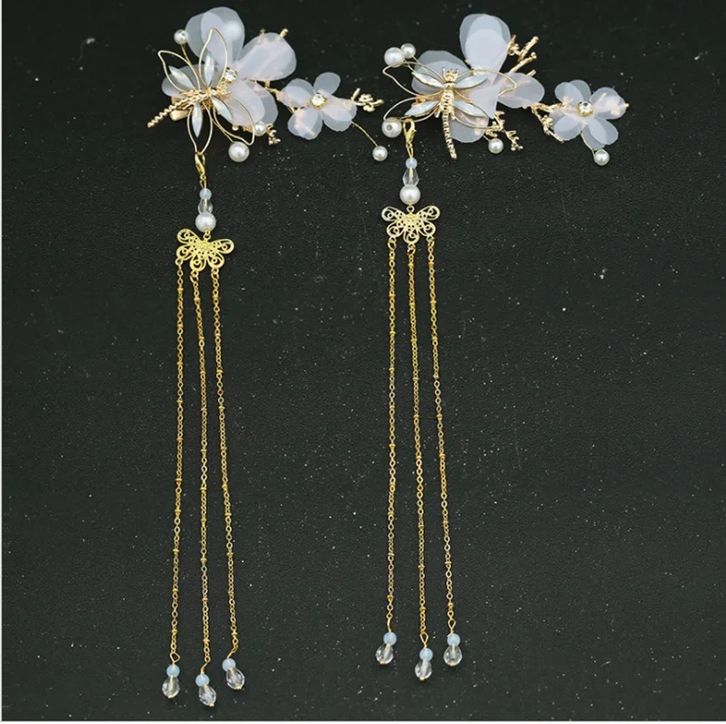 Sweet Tassel Charms Hair Stick Headwear for Women Chinese Pearl