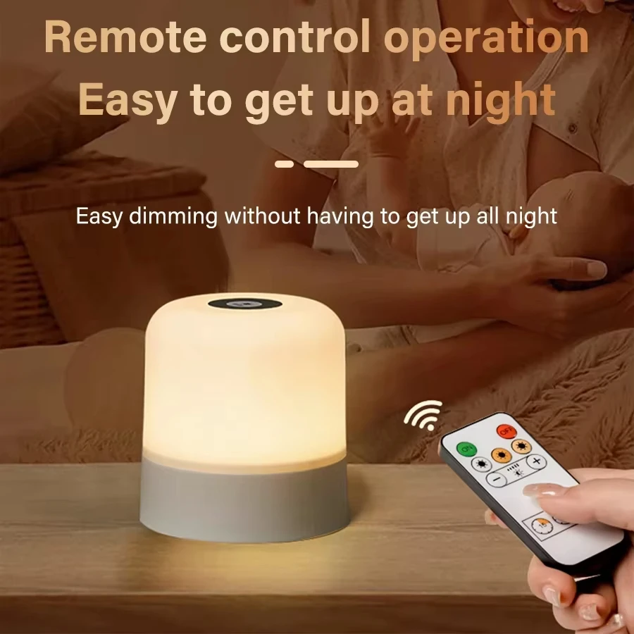 LED Table Lamp 13 Color Touch & Remote Control Dimmable Rechargeable Bedside Night Lamp for Room Decor