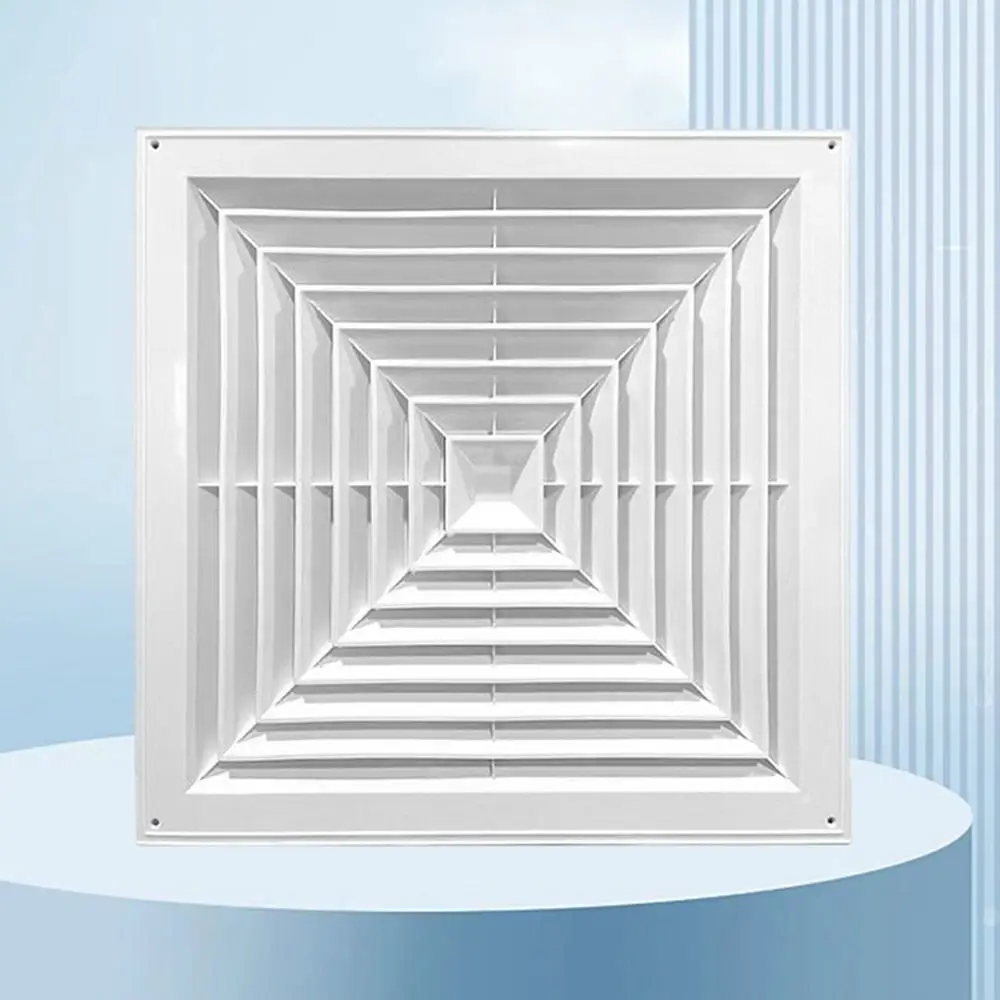 New Plastic Air Vent Grille With Flaps Square Duct Heating Vents Silent Operation White Exhaust Fan Cover Ceiling Mount