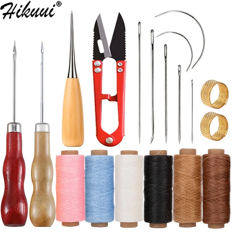 Leather Sewing Tools Wax Thread Kit With Sewing Needles Yarn Scissors