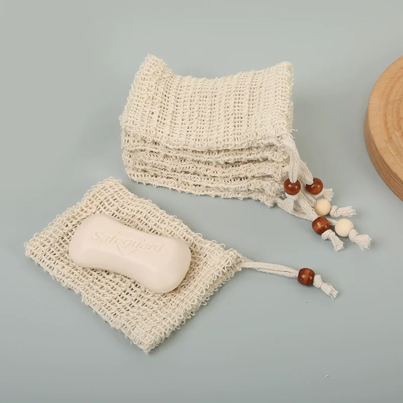 4/3pcs Natural Sisal Soap Bags Shower Bath Exfoliating Soap Saver Pouch Holder for Bath & Shower Use Soap Packaging Mesh Bags 6