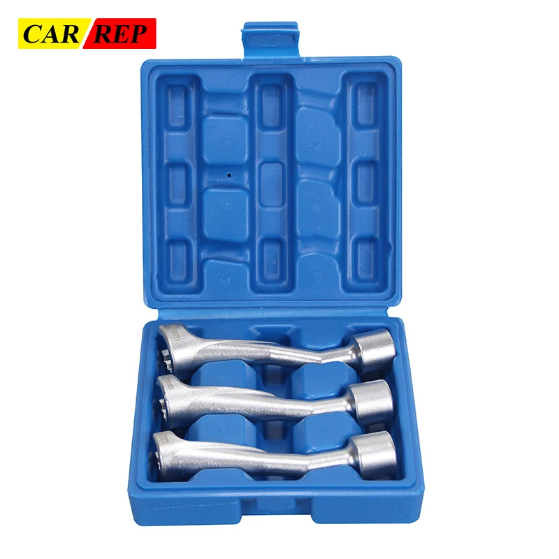 

3pc Fuel Injection Pipe Socket Set 1/2” Dr 14mm 17mm 19mm Open Spanner Tools Wrench Torque Induction Screw For Repair Car