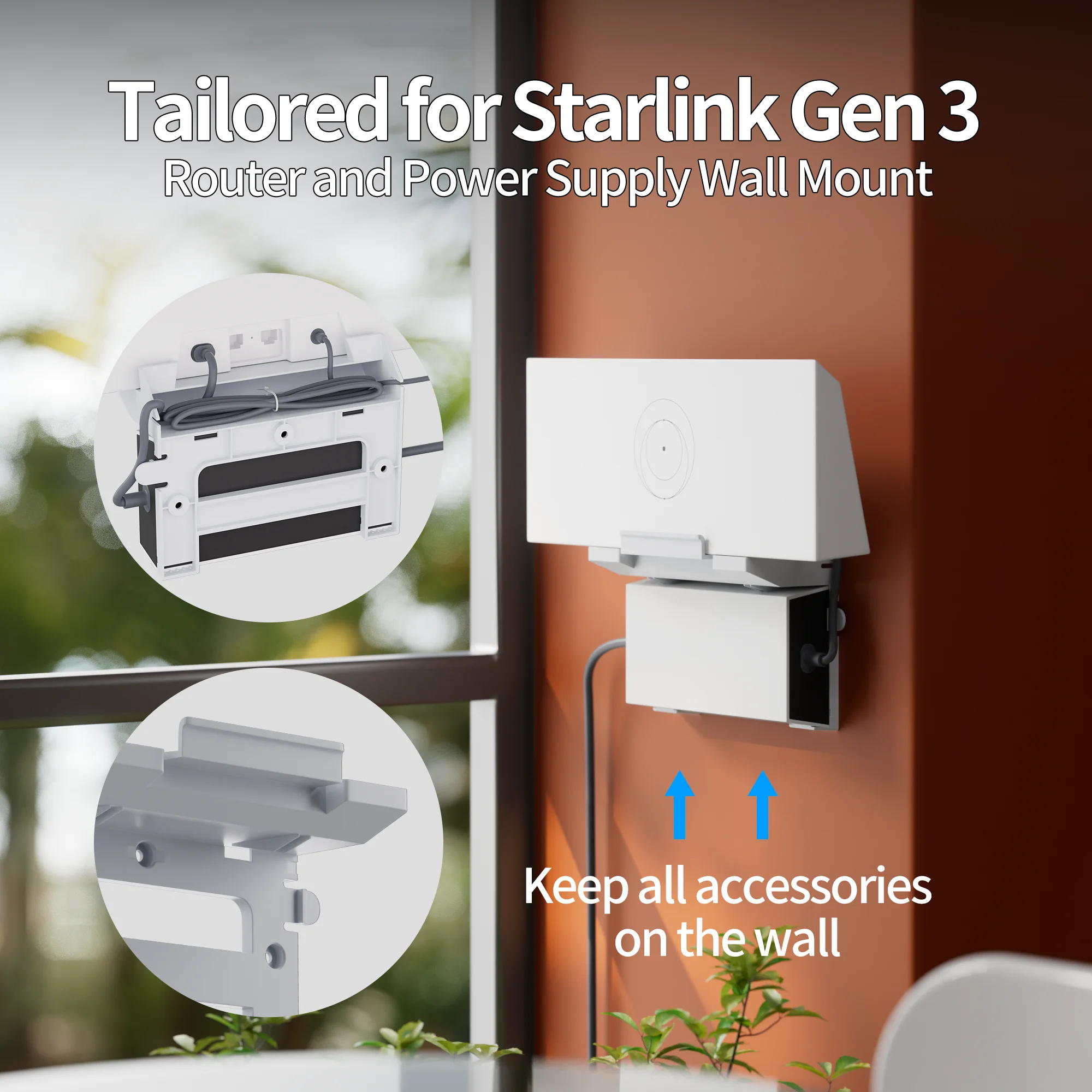 thumbnail image 2 of XLTTYWL Starlink Gen 3 Mount, Starlink Standard V3 Router Mount ABS Starlink Mounting Kit Accessories For Starlink V3 Mesh Router Node 2 of 10