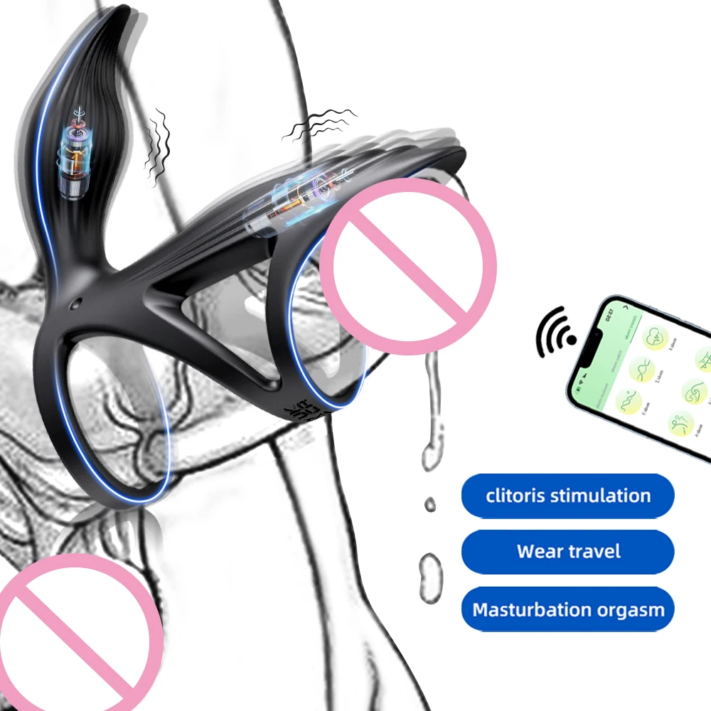 Cockring Penisring APP-Steuerung Cockring Verzögerung der Ejakulation Klitorisstimulator Sexspielzeug für Männer Paar Penisring Dick Sleeve 18 1