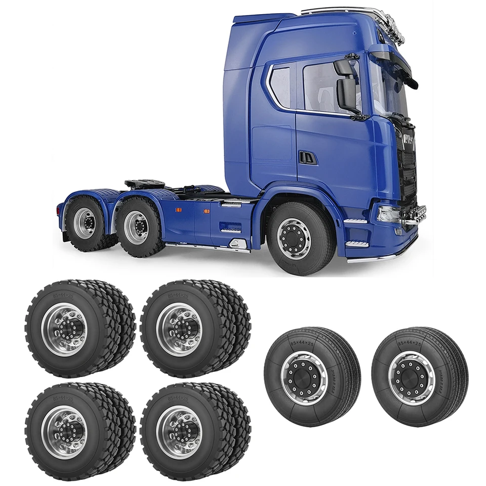 Cerchi Posteriori In Metallo Que-T Per Auto RC Tamiya 1/14 – Mozzi Ruota In Lega Di Alluminio, 4 Pezzi, Per Trattore E Rimorchio