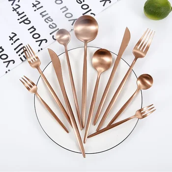 Alta qualità opaca 18/10 nero oro argento bianco rosa blu verde acciaio inossidabile stoviglie in stile occidentale coltello cucchiaio forchetta cucchiaio da caffè bacchette set di sicurezza per lavastoviglie 1