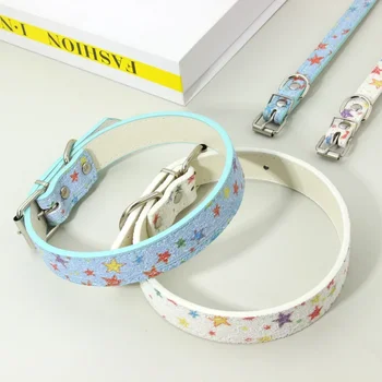 Adjustable Medium Dog Collar Fashion Comfortable Star Small Pet Cat Collar Breathable Convenient Dog Leash Accessories